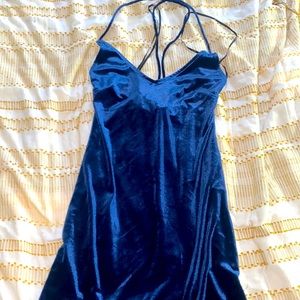 Navy blue dress with slit on the side
